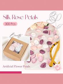 100/200/300pcs Silk Satin Fake Pink Rose Petals, Romantic Night, Aisle Decor, Tabletop Confetti, Party Favors, Home Wedding, Valentine's Day Proposal, Anniversary Decoration, Tabletop Decor, Photography Props, Party Supplies - Multicolor - View 5
