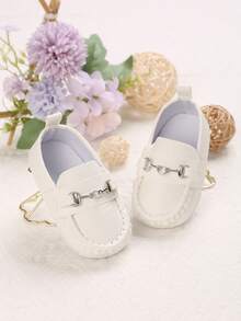 0-1 Year Old Infant PU Slip-On Soft Bottom Casual Flat Shoes, Spring/Autumn - White - View 1