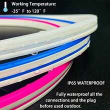 Tira Neón Flex 5 Metros 12 Voltios Impermeable Adaptador Luces Neon Decoración Cuarto Exteriores Habitación ()(Rosa Neón + Adaptador) - Multicolor - Ver 5