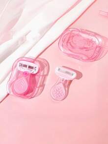 5-Blade Pink Manual Bikini Razor, Portable Hair Removal Device For Underarms, Legs And Bikini Area, Stainless Steel Blades, Replaceable Pink Heads, Great Gift For Girls, Suitable For Beach, Vacation, Travel And Business - Pink - View 1