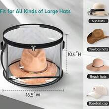 3pcs/2pcs/1pc Non-Woven Fabric Large Capacity Circular Hat Storage Box Bag, Foldable, With Lid, Dustproof, Anti Deformation, Can Hold Clothes, Baseball Caps, Carry Home, Travel Supplies - Black - View 4