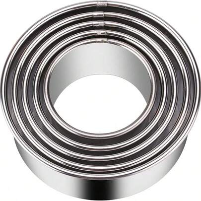 5pcs Stainless Steel Round Cookie Cutters - Essential Baking Tools, Easy To Make Round Cookies, Suitable For Pastries, Cakes Decoration And Fondant Making - Precise Cutting Tools, Can Be Used To Make Dumplings, Scones, Donuts And More.