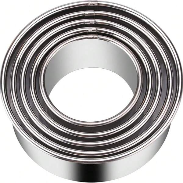 5pcs Stainless Steel Round Cookie Cutters - Essential Baking Tools, Easy To Make Round Cookies, Suitable For Pastries, Cakes Decoration And Fondant Making - Precise Cutting Tools, Can Be Used To Make Dumplings, Scones, Donuts And More.