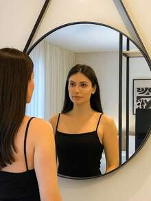 Round Decorative Adnet Mirror With Handle For Wall Mounting In Living Room, Bedroom, Office, Bathroom - 駝色 - 查看 6