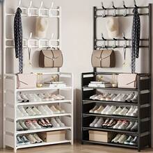 Multifunctional Shoe And Hat Rack 5-Layer Storage Rack With 8 Hooks, Large Capacity To Store Shoes, Boots, Clothes, Hats, Bags, Organize Daily Sundries And Save Space - Black - View 3
