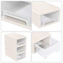 6.8 L Plastic Stacking Storage Drawer Unit Plastic Storage Drawers 3 Packs - Beige - View 4