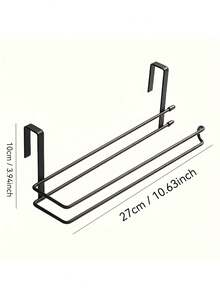 1pc Easy Install Black Metal Paper Towel Holder - Wall Mounted, No Drilling Design, Suitable For Kitchen And Bathroom Organization - Multicolor - View 6