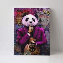 1pc Unframed Poster Animal Let Your Success Make The Noise Poster Canvas Wall Art Decor Painting, Money Panda Cartoon Characters Poster, Minimalist Wall Painting For Home Office Bar Coffee Shop Kitchen Living Room Bedroom Wall Decor - Multicolor - View 8