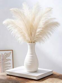 1 chiếc bình nhựa trang trí thanh lịch, kiểu dáng trang trại hiện đại, hình trụ màu trắng, bề mặt gợn sóng, nhẵn mịn, đế vững chắc, thích hợp cắm hoa giả và cành sậy, lý tưởng cho trang trí đám cưới, trang trí nhà cửa, phòng khách, bàn ăn, sự kiện, trang trí tường, trang trí mùa xuân. - trắng - Xem 7