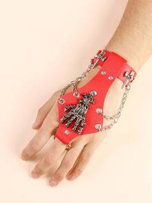 Hip Hop Rock PU Leather Bracelet Men And Women Punk Spikes Rivets Skull Heart Cross Creative Party Bracelet Jewelry Accessories