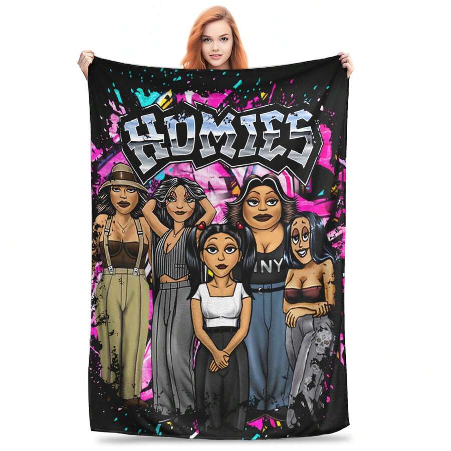 Lil Homies Chicana Cozy Blanket For Afternoon Naps Comfortable Sofa Style And Relaxing Bedroom Atmosphere Adds Warmth To Daily Lifestyle-280gsm - 彩色 - 查看 1