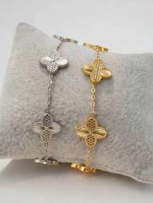 1/2件装四叶草手链，轻盈奢华饰品，不褪色，情人节礼物