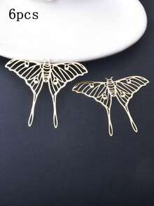 Conjunto de 6 pingentes em filigrana de latão, ouro branco e ouro rosa, acessórios para joias, pingentes de mariposa e borboleta para brincos artesanais. - Borboleta - Ver 18