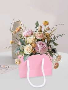 20个迷你粉色带提手礼品袋 - 适合手工爱好者、派对策划师、送礼者，可用于婚礼、生日、派对、手工制作、礼品和珠宝收纳 - 粉色牛皮纸（4x5x2英寸）中小型派对礼品袋 - 彩色 - 查看 10