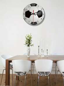 Silent Soccer Ball Wall Clock - Battery-Powered, Round Wooden Clock For Bedroom, Living Room, Study & School Decor ,Home Decor Living Room,Living Room Decor,Wall Decor,Home Decor,Room Decor,Wall Art,Room Decor Bedroom,Garden Decor,Kitchen Decor,Digital Clock,Clock For Wall,Clocks Living Room,Large Wall Clock,Ornaments Home,Halloween, Christmas, Thanksgiving, New Year Gift - Multicolor - View 2