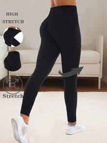 Spring Summer 5 Packs European American Fashion Women's Simple Black Leggings Sports High Stretch Leggings Outdoor Casual Yoga Pants Fall - Black - View 3