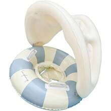 Swimming Float - Flotar con Dosel Anillo de natacin para bebs, Nadadores de bebs inflables con Dosel - Anillo de natacin Inflable Plegable Asiento de  Retro - Parasol extraíble de rayas azules - Ver 2