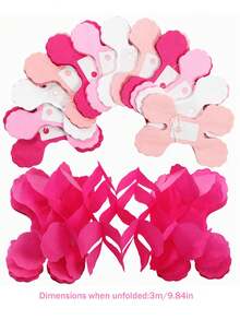 12条玫瑰红、粉色、白色派对装饰丝带 - 157英尺四叶草悬挂横幅，适用于婚礼、女孩生日、迎婴派对、新娘送礼会、订婚派对、单身派对等场合。 - 粉紅色紅色白色 - 查看 5