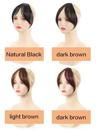 8.5 Inch Middle Part Bangs Hairpiece, Realistic Invisible Lightweight Fluffy Hair Topper To Add Volume