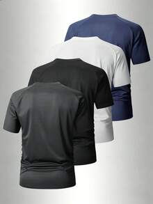 男士透气速干运动T恤，轻便健身训练休闲服 - 深灰色 - 查看 6