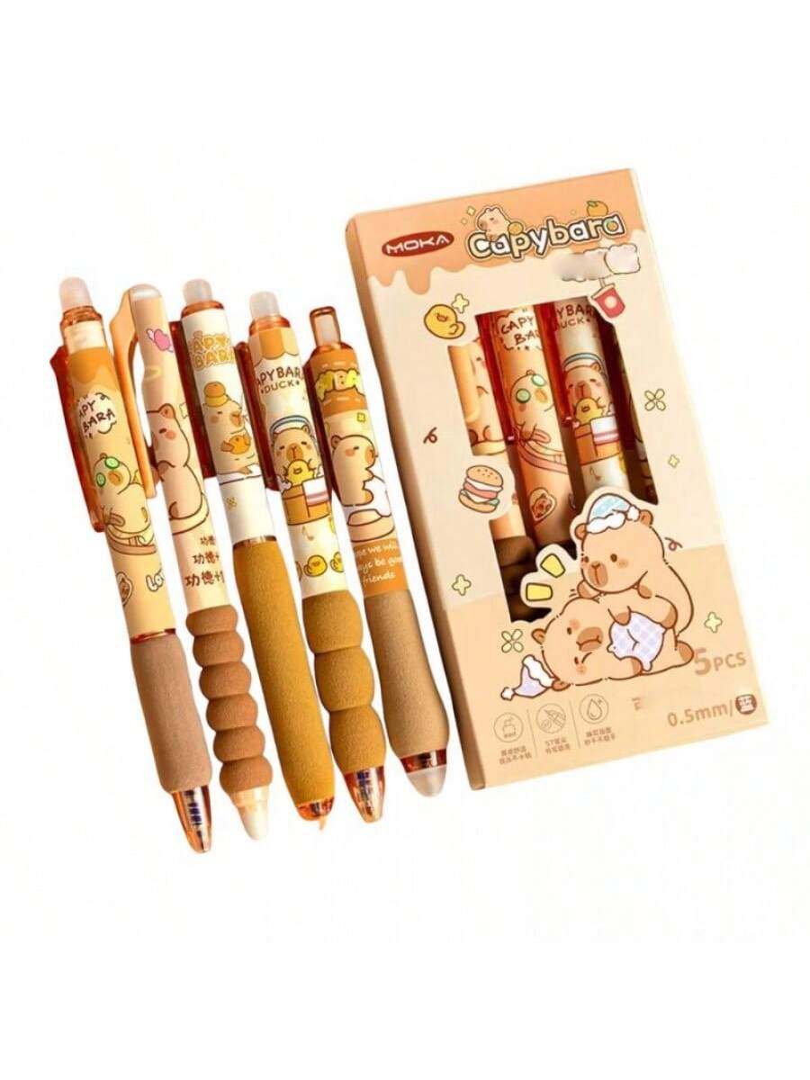 Bolígrafo Kapibala - Marrón (Recambio negro, paquete de 5)