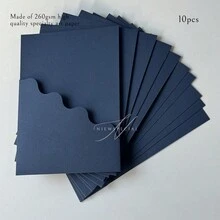 10个装口袋式婚礼邀请函信封，简约邀请函信封，适用于订婚、15岁生日、洗礼等场合，5*7英寸邀请函，DIY邀请卡，可定制口袋