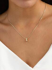14K Gold Plated Bubble Letter Necklace, Dainty A-Z Initial Pendant Necklace, Personalized Name Necklace, Cute Gold Chain Jewelry, Christmas Jewelry Gift - Gold Box Chain 26 Letter Necklace - View 8