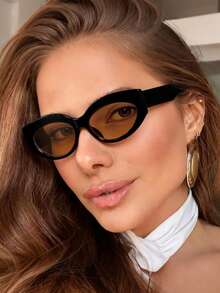 1 Pair Women's Acrylic Casual Basic Cat Eye Fashion Glasses, Suitable For Holiday Outings, Clothing Accessories And Holiday Gifts, Suitable For Summer Beach Vacations, Outdoor Activities, Travel, And Back To School Collegiate Style - Multicolor - View 8