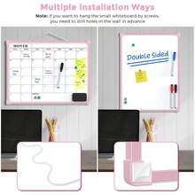 MaxGear Monthly Calendar Dry Erase Board For Wall, 16\X12\ Small Hanging Double-Sided White Board, Portable Whiteboard For Planning, Drawing, Memo, To Do List, Schoolsss, Home, Office, Pink Frame,Pink - 粉紅色的 - 查看 5