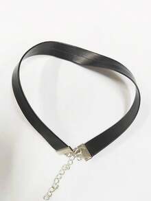 1 chiếc vòng cổ choker ngắn bằng da PU màu đen phong cách Punk Gothic dành cho nữ, có thể cá nhân hóa. - Da đen - Xem 5