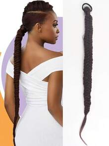 1pc 32-Inch Handmade Fishbone Braid Ponytail With Elastic Bands, Suitable For Women - Multicolor - View 15