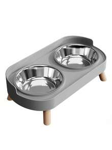 新款猫/狗高架双碗，集成食物和水碗，高架，有塑料/不锈钢/陶瓷材质可选，多种颜色可供您心爱的宠物选择