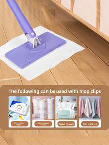 1pc Mini Clip Mop With Automatic Cloth Change, 360° Rotating Head, Push-Pull Handle Design, Includes 10 Replacement Cloths, Suitable For Kitchen And Bathroom Cleaning - Multicolor - View 6