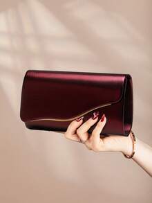 REMANLAND Luxuriöse einfarbige PU Clutch Tasche für Damen, glamouröse und modische Klappe Abendtasche mit versteckten Kartenfächern und Fächern, abnehmbarer Metall Ketten Schulter-/Umhängeband, geeignet für Partys, Galas, Veranstaltungen, Hochzeiten und ein tolles Geschenk