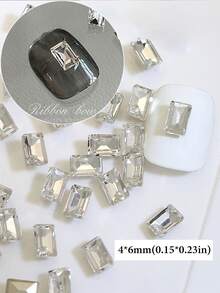 30pcs Shiny White Transparent Square Tip Diamond Glass Nail Art Rhinestone Decorations - Multicolor - View 11
