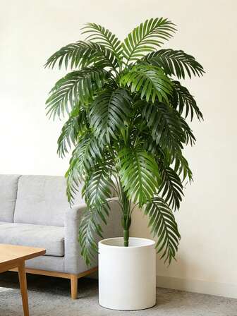 90-120 cm stor konstgjord växt, konstgjord palm, tropiska palmblad, konstgjord palmväxt, högt träd, inomhusrealistiska plastblad med sköldpaddsrygg av bambu, lämplig för hem, kök, utomhus, kontorsinredning, heminredning, skolmaterial