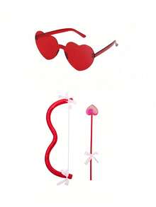 4pcs Best Gift For Christmas & Valentine's Day - Heart Headband, Heart Glasses Case, Cupid's Bow, Surprise For Friends, Suitable For Masquerade Ball, Party, Photo Shoot - Multicolor - View 18