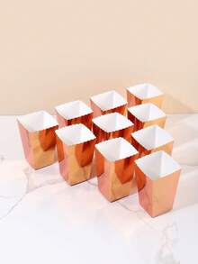 10pcs Popcorn Packaging Box School Supplies Food Bag Food Box Suitable For Candy Chocolate Etc. - Gold - View 5