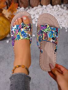 Women's Fashion Simple Lightweight Flip Flop Sandals - Letter - View 1