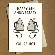 “1张可爱周年纪念贺卡，带信封（11厘米 x 16厘米 x 4.33英寸 x 6.29英寸） - 熨斗情侣图案，完美表达对六周年纪念日的奇思妙想，贺卡|六周年纪念“你很火辣”熨斗情侣卡|纸质贺卡” - 彩色 - 查看 11