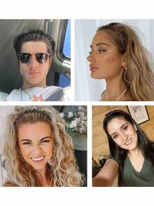 8个男女通用塑料齿发箍，细齿发圈，防滑黑色梳子发箍 - 彩色 - 查看 2