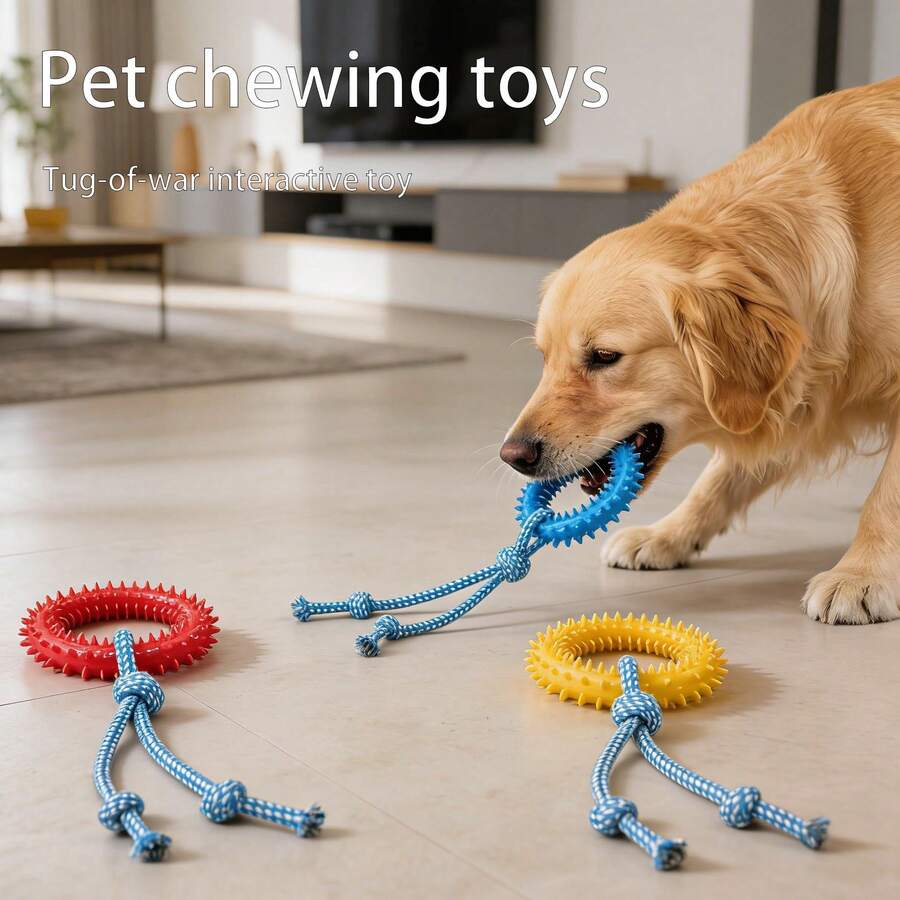 Durable Dog Chew Toy, Suitable For Chewing Dogs, Anxiety Relief Rope Toy | Interactive Training Toy For Large, Medium And Small Dogs, Durable Pet Tug Of War Toy, Single Pack Pet Dog Pulling Toy, Interactive Chew Toy For Small And Medium Dogs - Multicolor - View 1