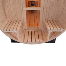 Sauna de barril de pino blanco canadiense de lujo de 8 pies con marco de acero y vidrio - Vapor húmedo - Ver 5
