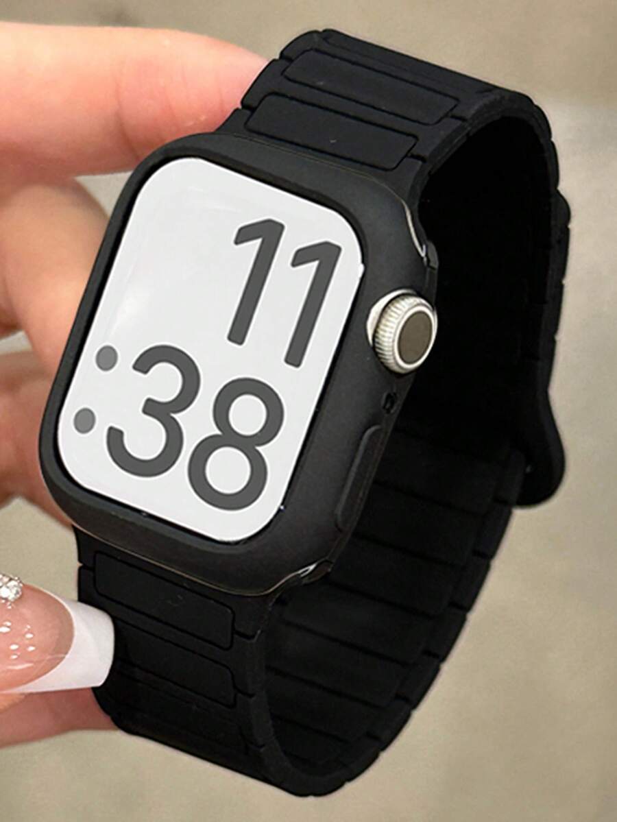 一套双色磁扣硅胶表带+表壳，适用于46mm、38mm、40mm、41mm、42mm、44mm、45mm、49mm表盘，可爱糖果色表带搭配保护壳，兼容苹果Series 11、10、9、8、7、6、5、SE、Ultra 2。
