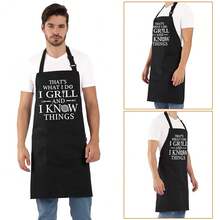 Funny Grilling Aprons For Men - BBQ CooFKing Apron With 2 Pockets, Adjustable Neck Strap And 40\ Long Ties - That's What I Do I Grill And I Know Things,Black31 - Black31 - 查看 9