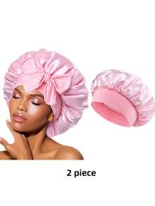 Women's Double-Layer Anti-Pollution Sleep Cap: Solid Color, Smooth Elastic Satin Tie-Up Design. Casual & Comfortable, Soft Sleep Hair Care Cap, Secure Design To Prevent Slipping. Hair Sleep Cap Sleep Bonnet - Multicolor - View 8