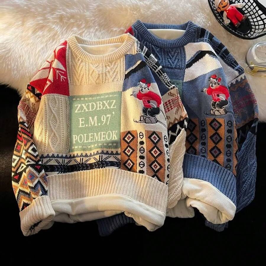 Men Sweaters - JM24 - Màu xanh dương [Lót lông cừu] - Xem 1