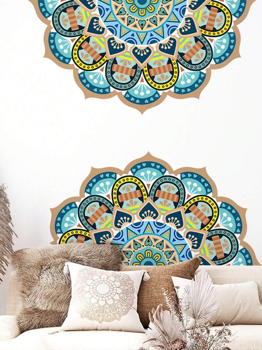 Mittlerer Osten Festliche hellgrüne gemusterte Wandaufkleber, selbstklebend und abnehmbar für Wohnzimmer Hintergrundwand Dekoration, moderne Aufkleber um eine ruhige Heimatmosphäre zu schaffen. - Verschiedenfarbig - Übersicht 1