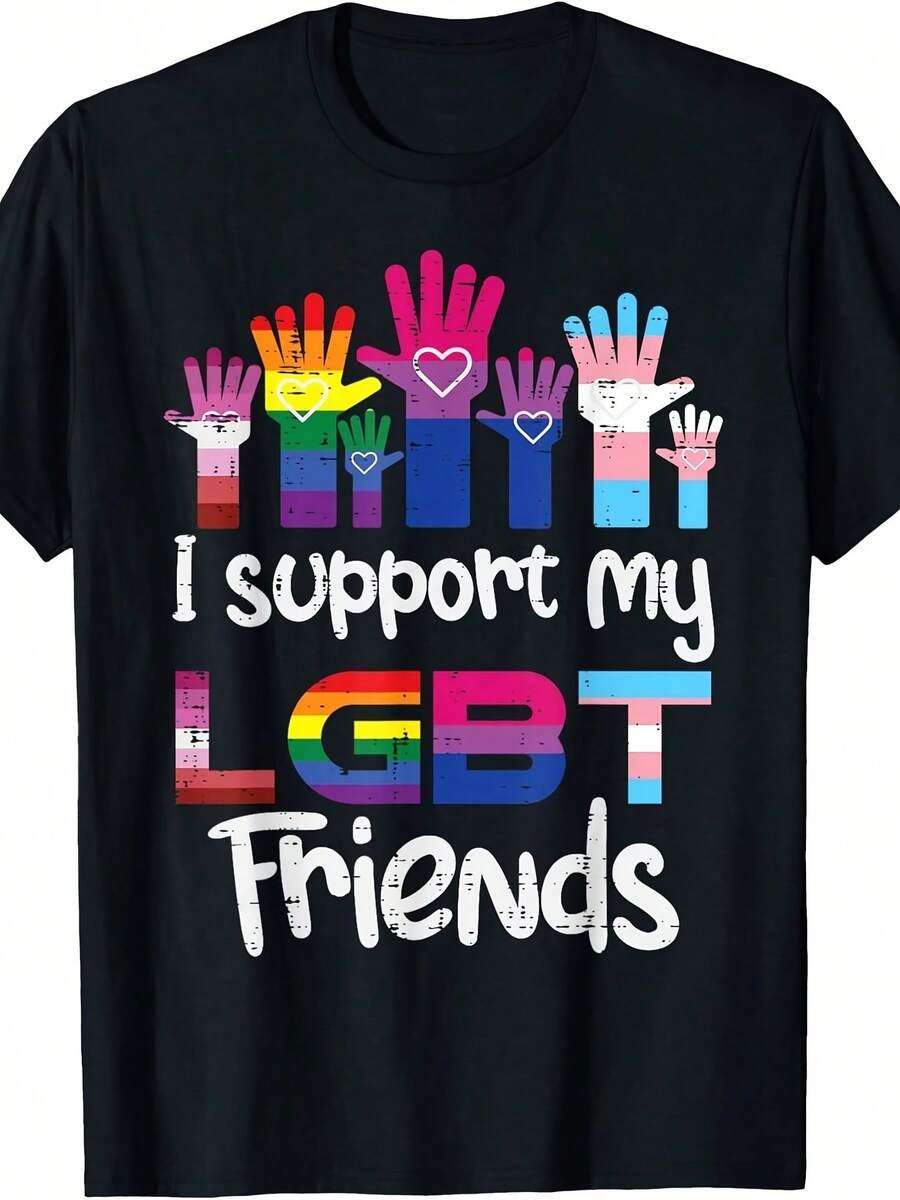 I Support My LGBT Friends Ally Lesbian Gay Bisexual Bi Trans T-Shirt - Đen 11 - Xem 1
