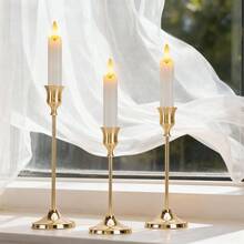 12个/6个/3个/1个铁质锥形烛台，装饰烛台 - 适用于婚礼、餐厅、派对、壁炉装饰，圆柱形烛台，适用于婚礼、家居装饰、节日派对、庆典装饰 - 金色 - 查看 7